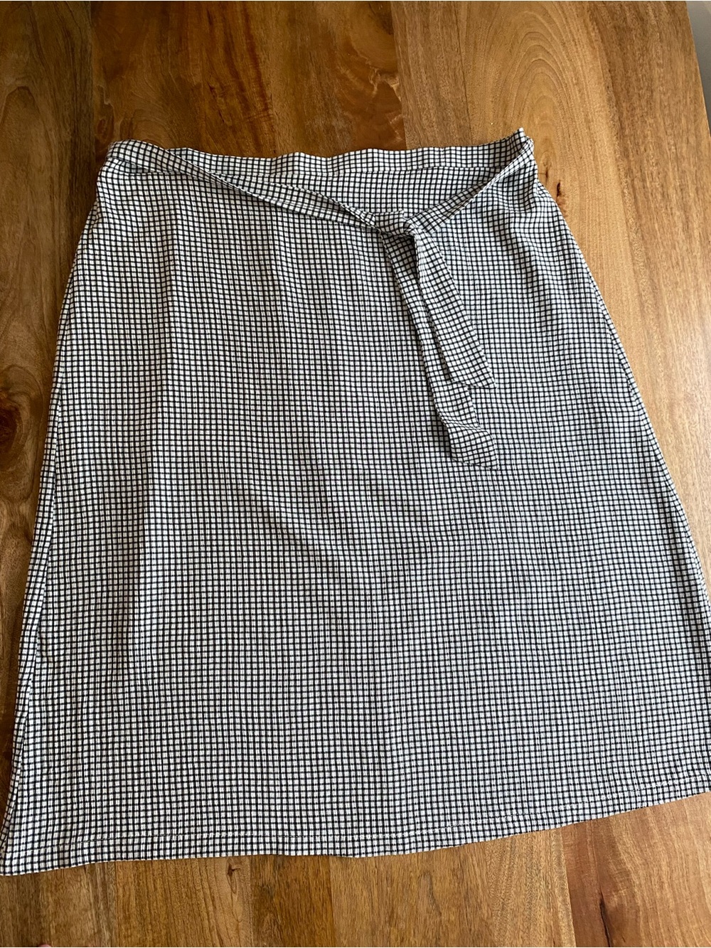 Rachel Black and White Gingham Tie-Waist A-Line Skirt